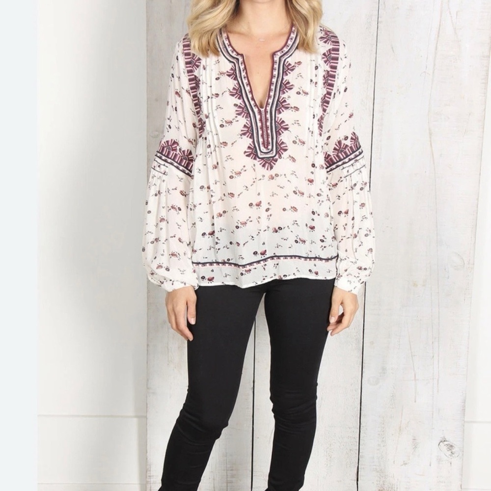 Ulla Johnson “Jamilla” Blouse Silk with Embroidery